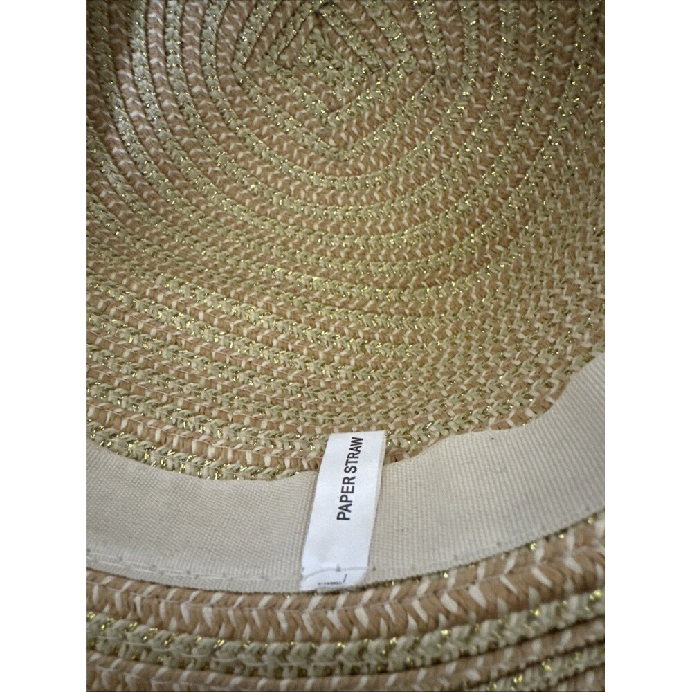 Women's Ladies Paper Straw Sun Hat Beach Pool Natural Color Adjustable Metallic - Picture 8 of 10